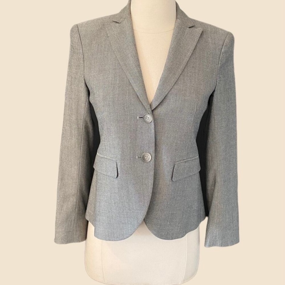 Theory Wool Fitted Blazer In Grey